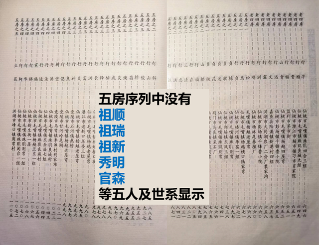 关于别氏宗谱1993年版本中五房之二的排序错乱问题