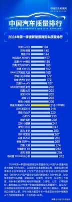 微型汽车排名(2024年第一季度新能源微型车质量排行正式发布)