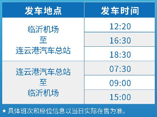 7月15日临沂国际机场将开通至连云港汽车总站直达班车